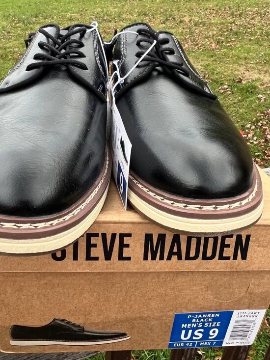 Steve Madden P-Jansen Cognac Men’s Black Oxford Dress Shoes Size 9 New w/box main image 6